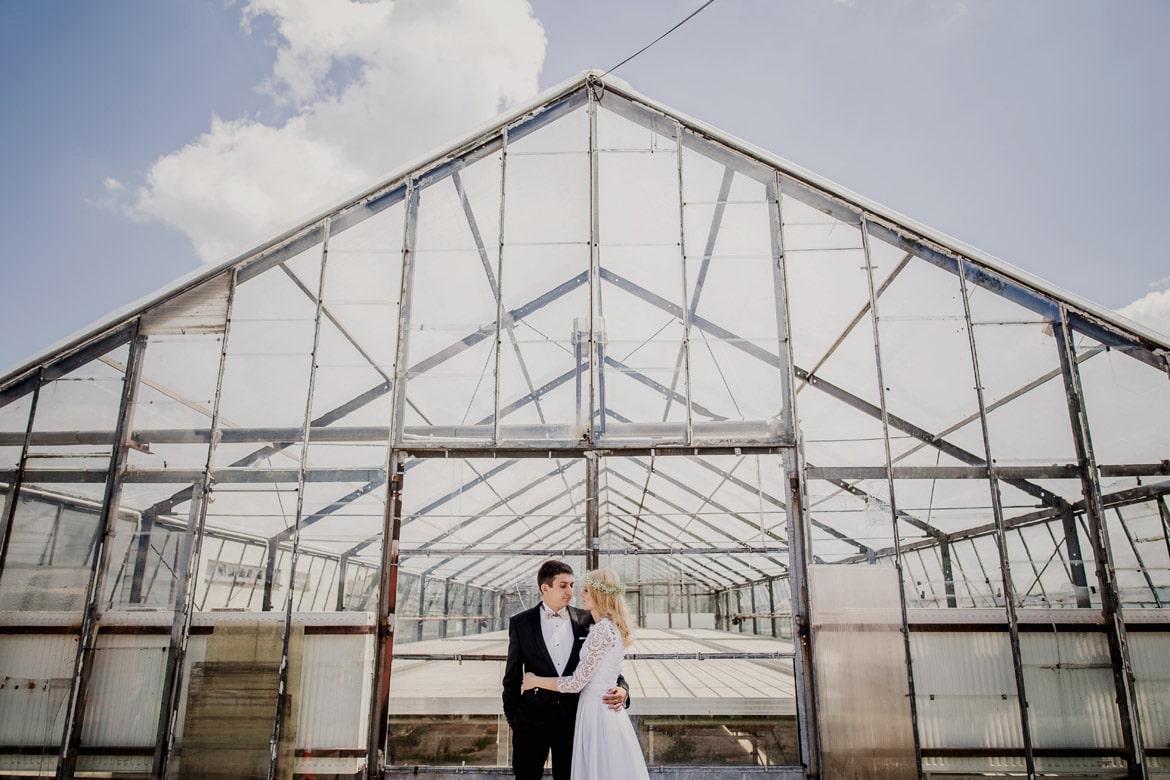 plener ślubny w szklarni