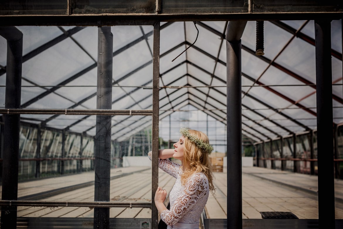 plener ślubny w szklarni