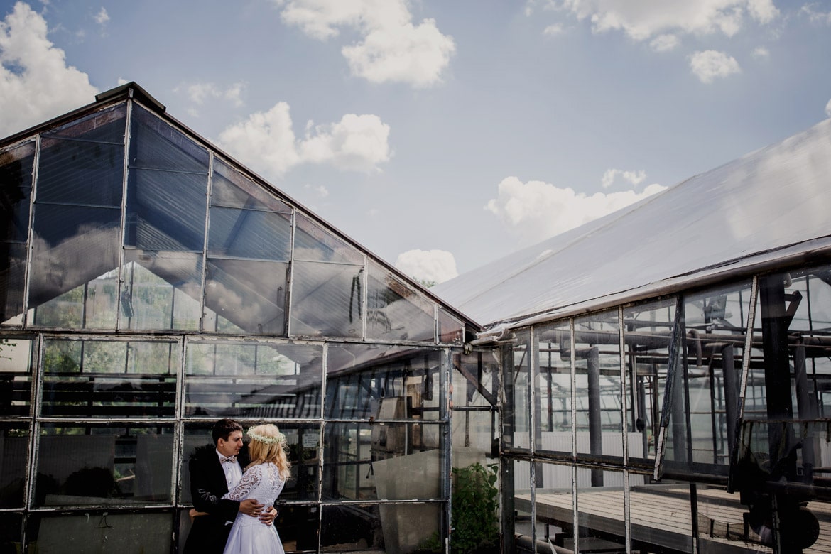 plener ślubny w szklarni