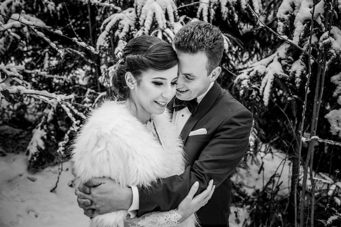 zimowy plener slubny