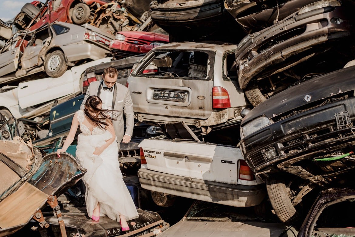 zdjecia slubne na zlomowisku