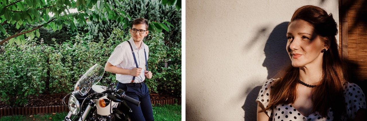 sesja narzeczeńska z motocyklem