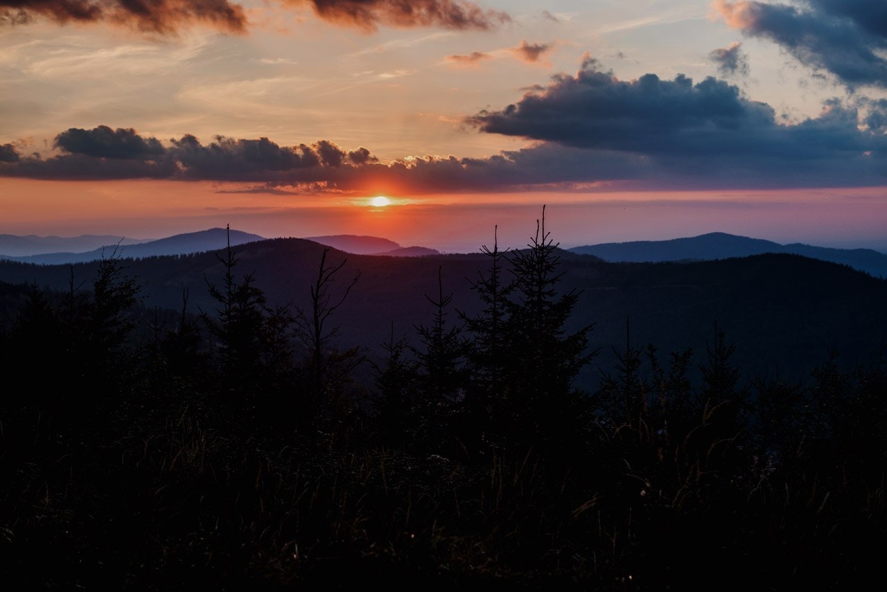 zachod slonca w beskidach