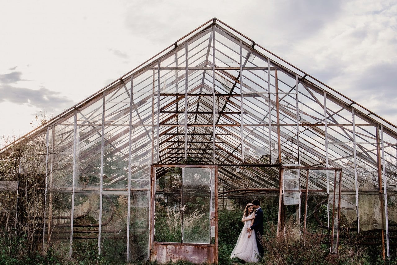 plener slubny w szklarni